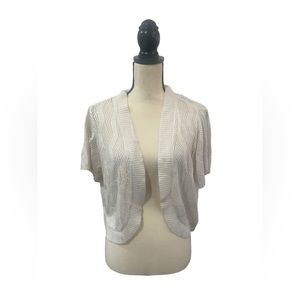 Notations White Cardigan Sweater Shrug  - Open Knit - Size 2X